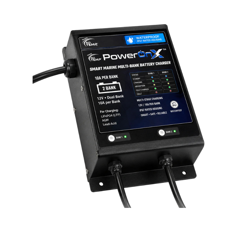 All Temp - PowerOnX 12V 10A 2 Bank Marine - Battery Charger