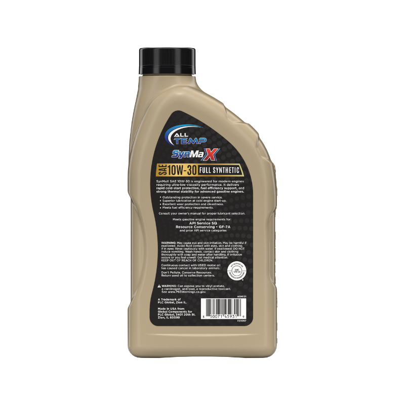 ALL TEMP - SynMaxX - Full Synthetic 10W30 - 6/1qt | Bulk pallet (186 Cases)